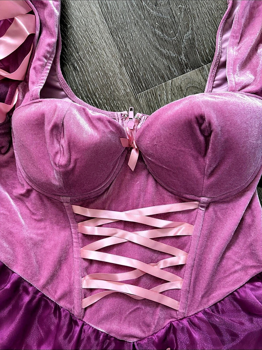 Trickz N Treatz Pink & Purple Rapunzel Mini Dress Size Large NWT - Picture 3 of 9